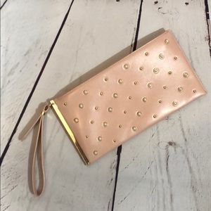 NWOT pink embellished clutch
